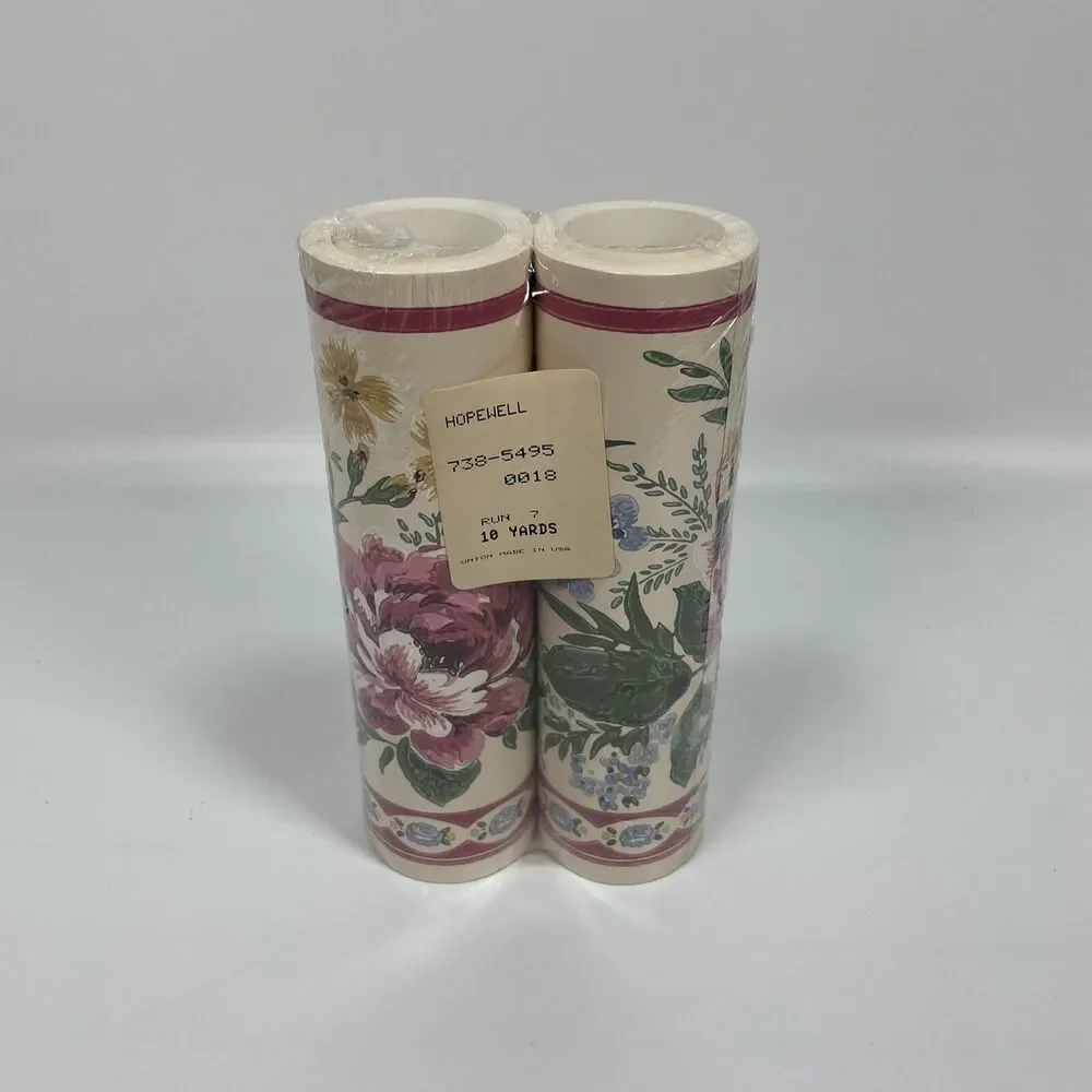 Vintage '96 Flower Boarder Wallpaper Border 10 Yards Hopewell 738-5495 0018 USA